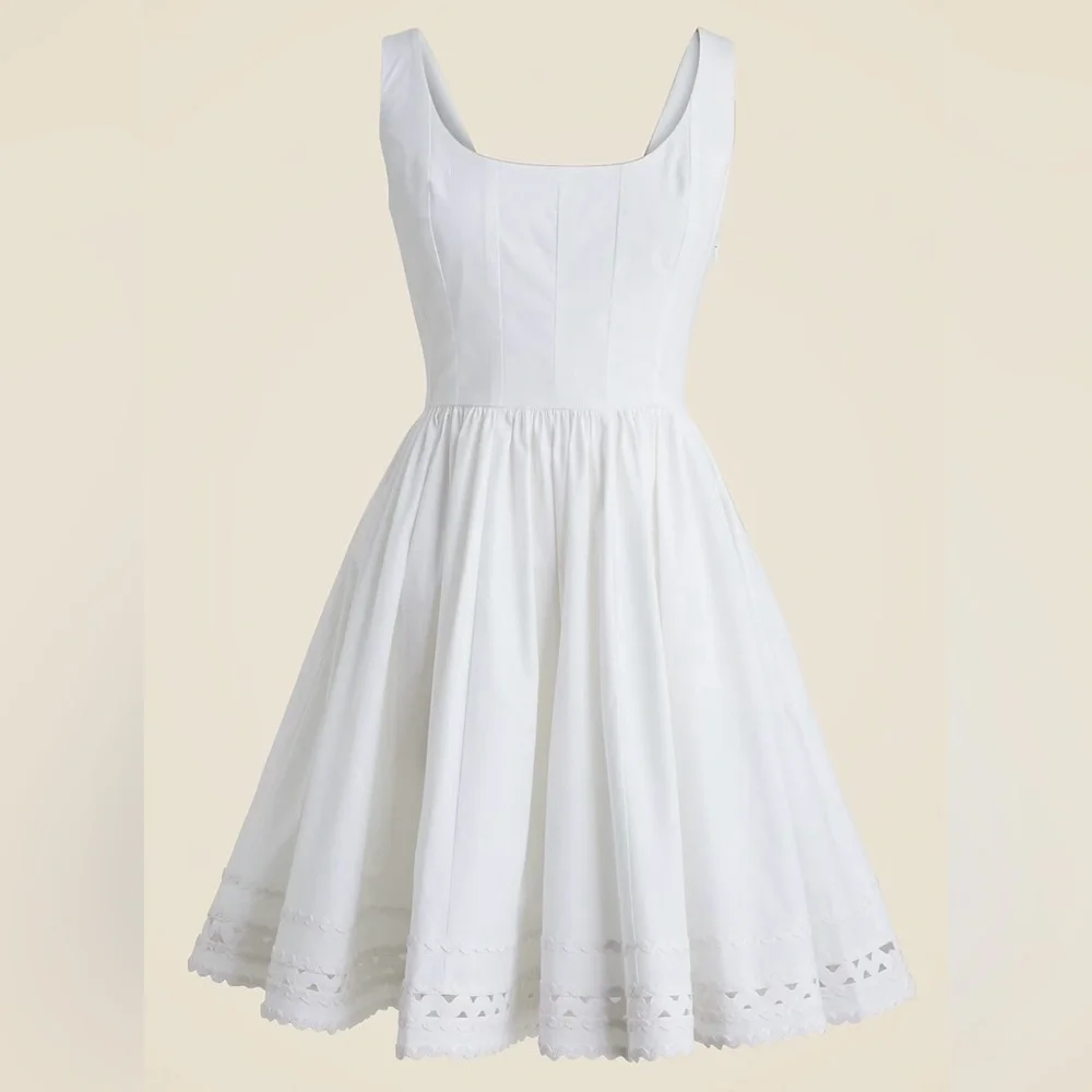 J. Crew Fit-and-flare white mini dress with rickrack trim Size 14 - Picture 1 of 4